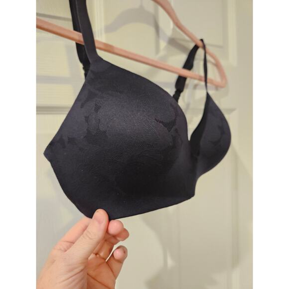 Tommy John Second Skin Wireless Bra 34C Black Lightly Lined - Picture 2 of 6